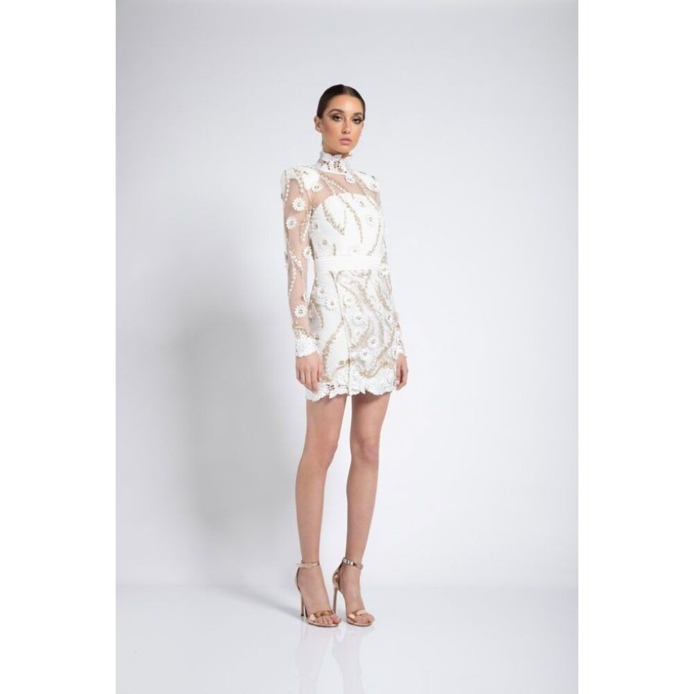 Zhivago NWT Raise Your Hand Embellished Mini Dress in White size 8 - Picture 10 of 10